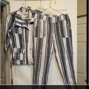 denim blue & white striped  pant & jacket